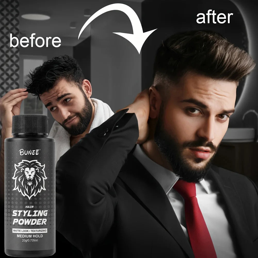 BUNEE 20g Volumizing Powder - Instantly Lifts Roots, Oil Control & Volume in 5 Sec | Men’s Styling Powder