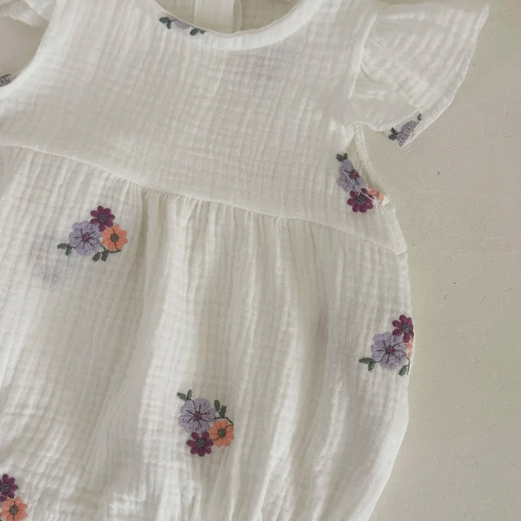 Baby Girl Clothing New Summer Newborn Baby Girl Romper Embroidered Flowers Cotton Toddler Baby Girls Jumpsuit 1-18M
