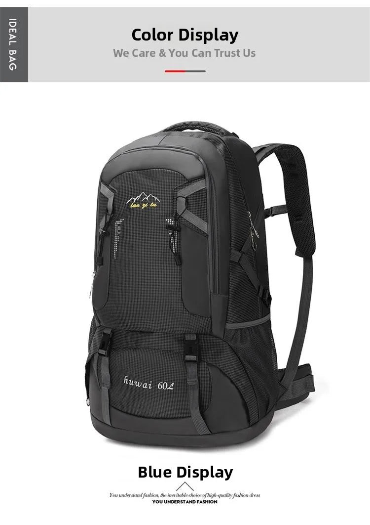 Outdoor Travel Backpack 60L Large Capacity Men's Women's Climbing Bag Luggage Multifunctional Bookbag Lightweight Waterproof