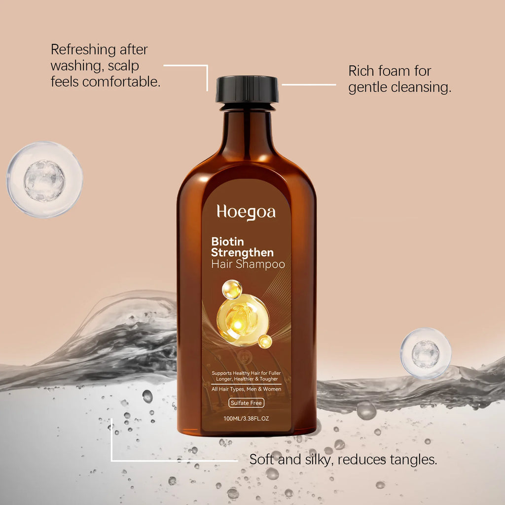 Hoegoa Thickening Hair Shampoo Gentle Cleansing Deep Moisturizing Scalp Refreshing Lightweight Hair Strengthening Shampoo 100ml