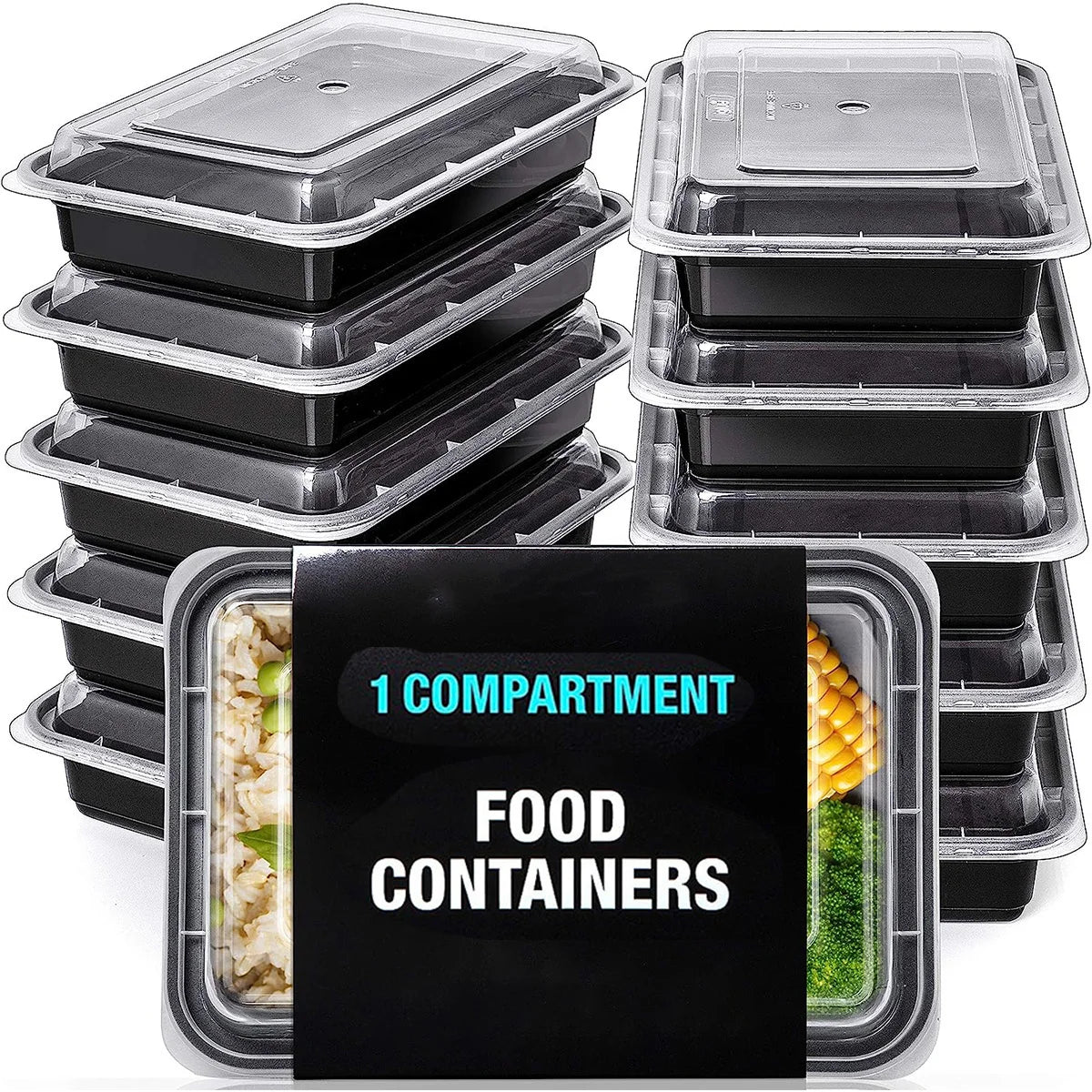 10PCS/Set Meal Prep Containers 1 Compartment with Sealed Lid Plastic Food Storage Bento Boxes Reusable Lunch Boxes Microwave, Re