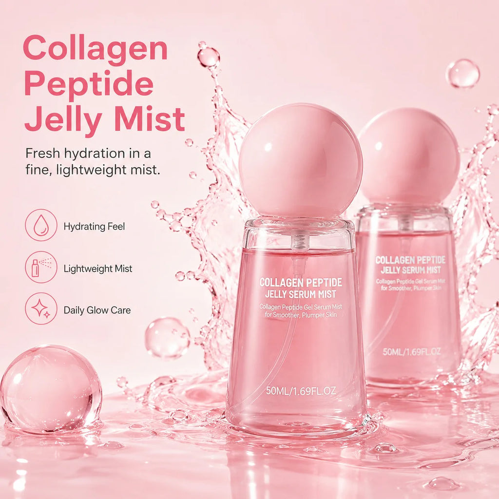 Collagen Peptide Jelly Serum Mist Plumping Smoothing Dry Skin Brighten Firming Deep Hydrating Spray Serum with Collagen Peptides
