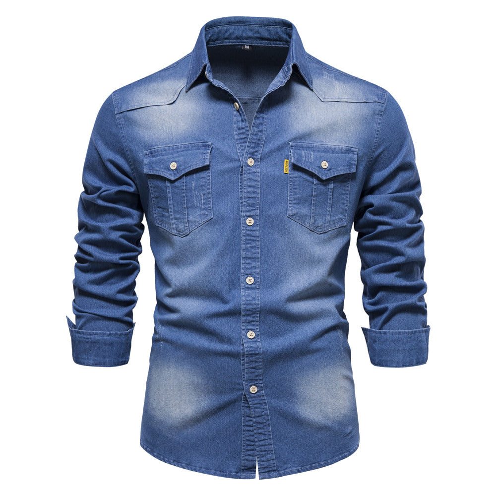 2023 Spring Autumn Y2K Fashion All Match Harajuku Denim Shirt Men Solid Cotton Male Clothes Loose Casual Sport Ropa Hombre Blusa