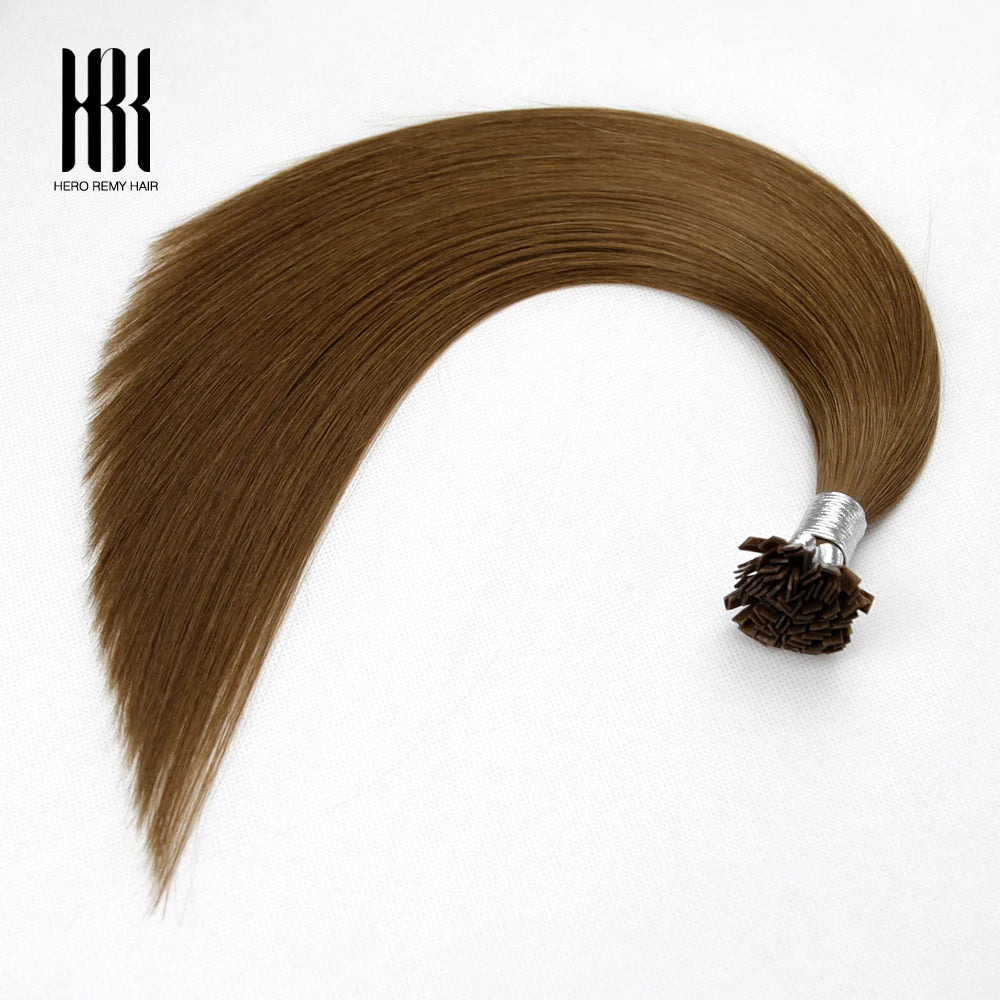 Flat K Tip Hair Extension 100% Remy Human Hair Keratin Fusion Pre Bonded Natural Straight Real Hair Salon Quality 16-22" 1g/s
