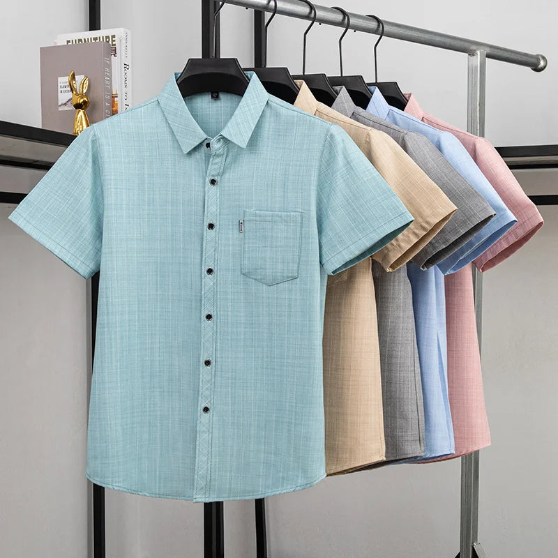 Men Casual Short Sleeve Shirt Anti Wrinkle Quick Dry Comfortable Fabric Business Daily Outdoor Travel Work Wear Blouse