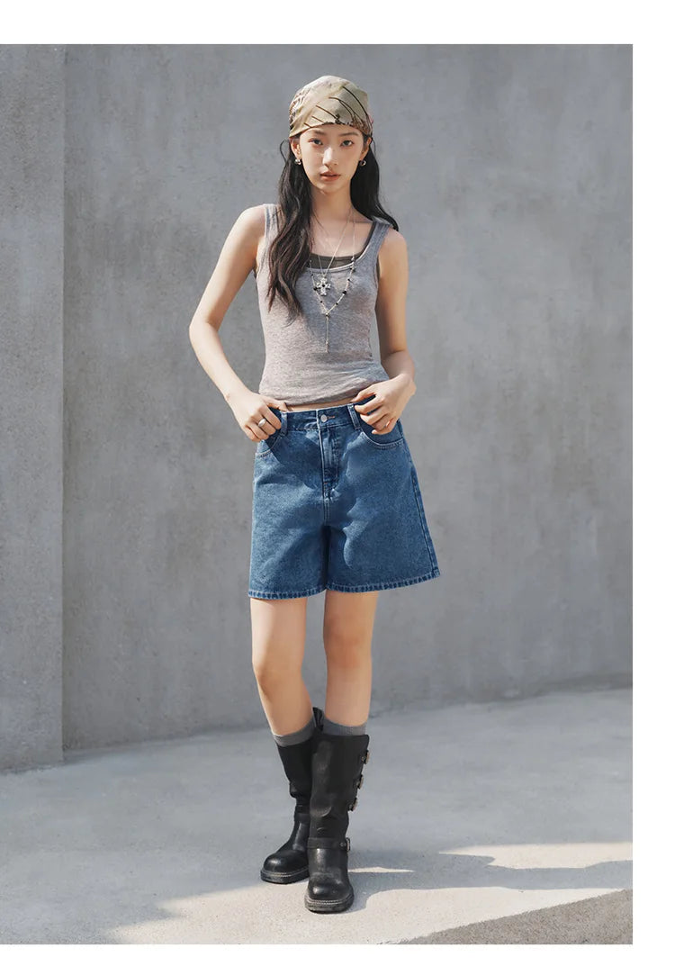 Semir Women Pants Denim Cool Feeling Antibacterial Vintage Distressed A Line Straight Leg 2026 Summer Casual Top