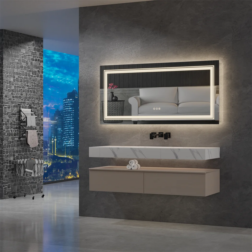 LUVODI 180cm Extra Large Wall Mounted Vanity Dressing Mirror Anti-Fog Dimmable Backlit with 3 Lighting Settings for Makeup And Shaving Horizontal/Vertical