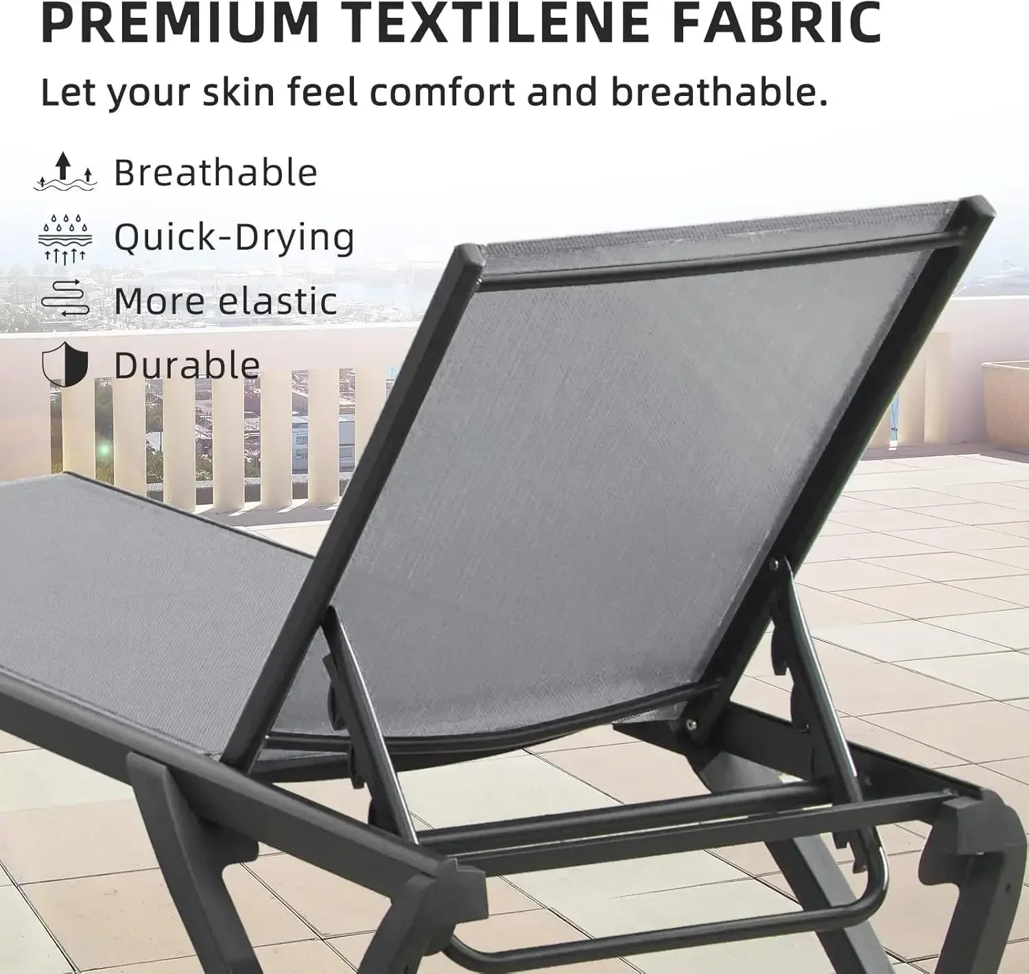 BestsellerBestseller[XMSJ]Aluminum Patio Chaise Lounge with Side Table, 5 Position Adjustable Backrest and Wheels, All Weather O