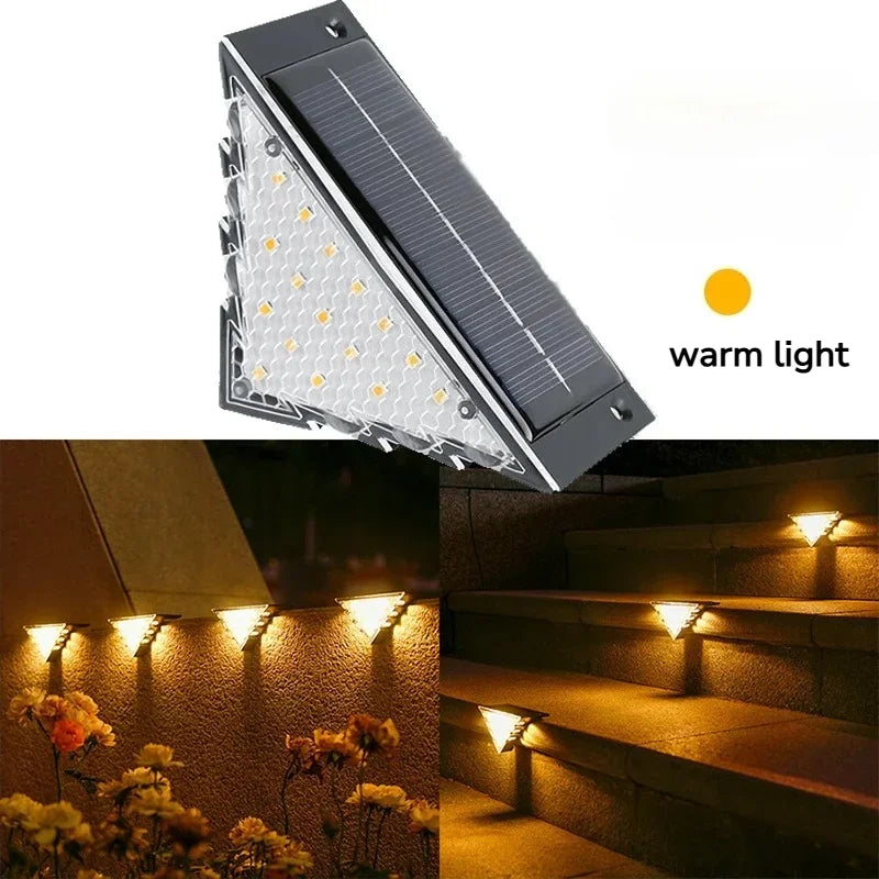 22/24LED Solar LED Triangle Step Light Waterproof Solar Stair Foot Lamp Outdoor Garden Pathway Balcony Courtyard Landscape
