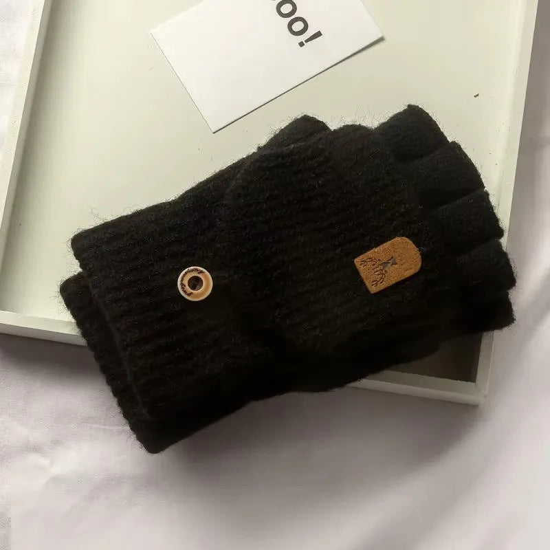 Knitted Fingerless Gloves Winter Thicken Warm Touch Screen Gloves for Men Women Gloves Warm Half Finger Student Gloves