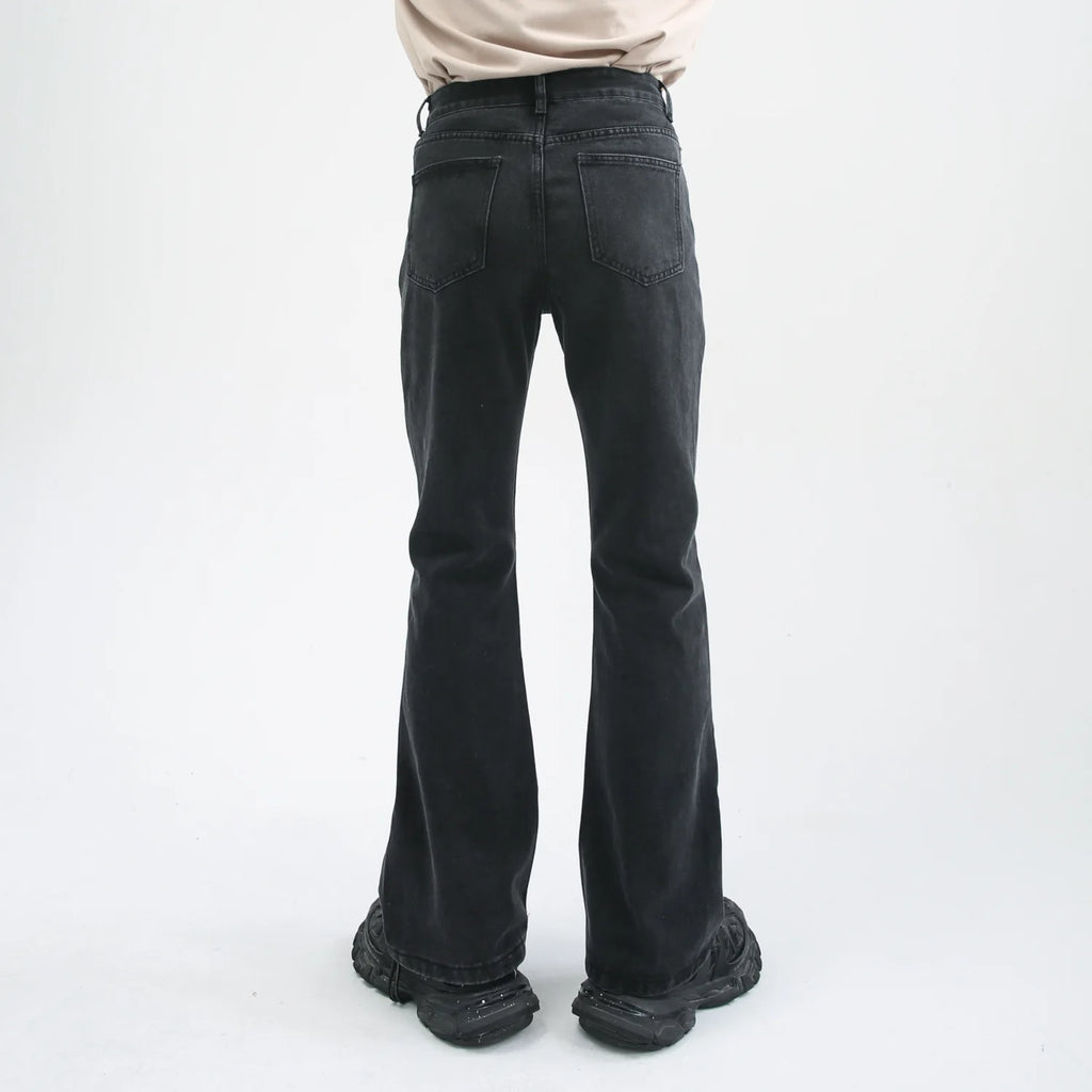 2025 New Male Japan Korea Style Vintage Denim Trousers Pant Men High Street Hip Hop Casual Hole Small Flare Jeans Pant
