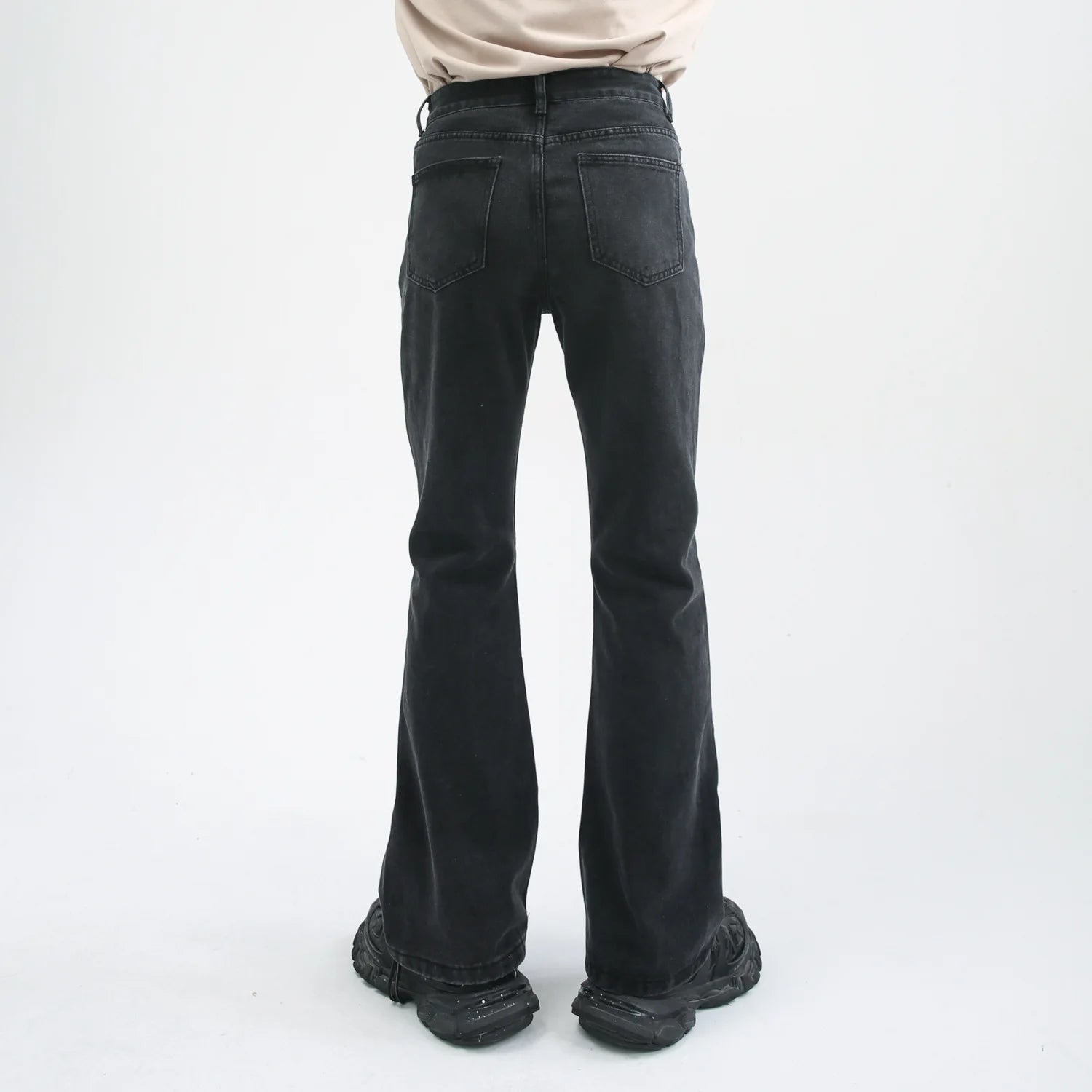 2025 New Male Japan Korea Style Vintage Denim Trousers Pant Men High Street Hip Hop Casual Hole Small Flare Jeans Pant