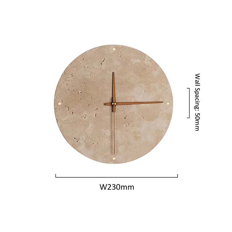 Modern Creative Clock Living Room Wabi Sabi Wall Lamp Nordic Simple Yellow Travertine Restaurant Corridor Circular Sconce Light