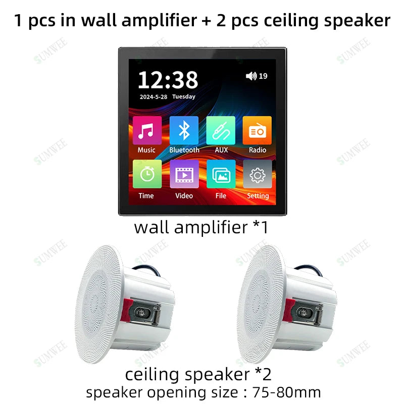 86 type touch screen Home Theater Sound System bluetooths TF AUX audio  in wall power amplifier Fm Radio Background music player