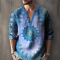 Retro Spring and Autumn New Men's Fashion T-shirt Casual Long Sleeve V-neck Polo Shirt