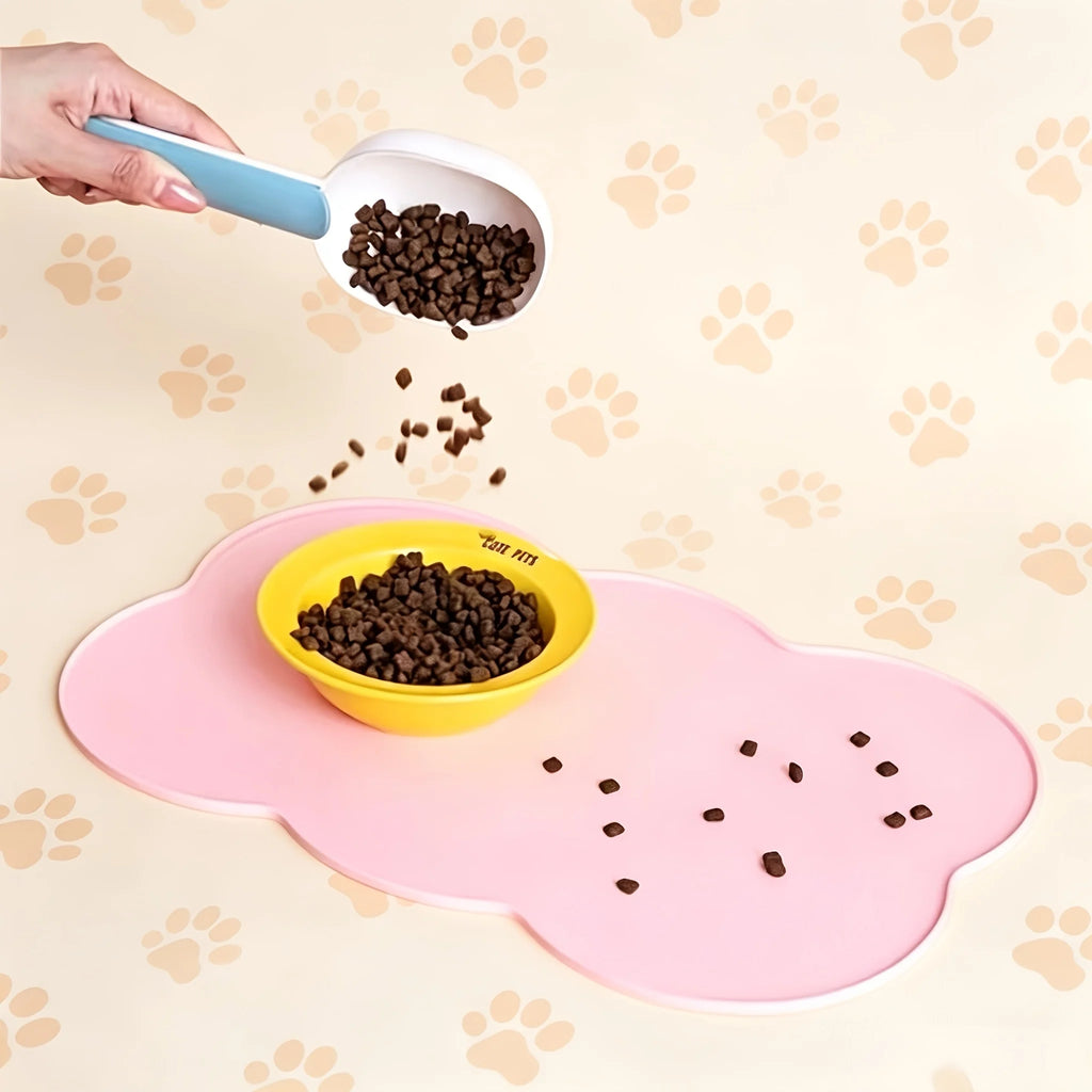 Pet Feeding Mat For Dogs & Cats, Thin Silicone Waterproof Cat Food Mat Cat Bowl Mat With Raised Edge, Cat Placemat