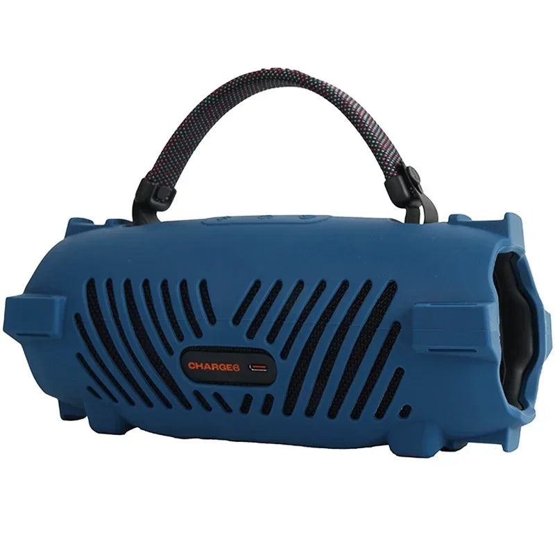 Newest Soft Silicone Case Cover Skin With Strap Carabiner for JBL Charge 6 Portable Waterproof Wireless Bluetooth Speaker