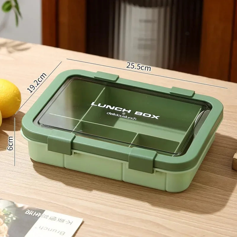 1500ML Bento Box Portable Lunch Box Kids Students Office Lunch Box with Spoon Fork Leakproof Microwavable Food Storage Container