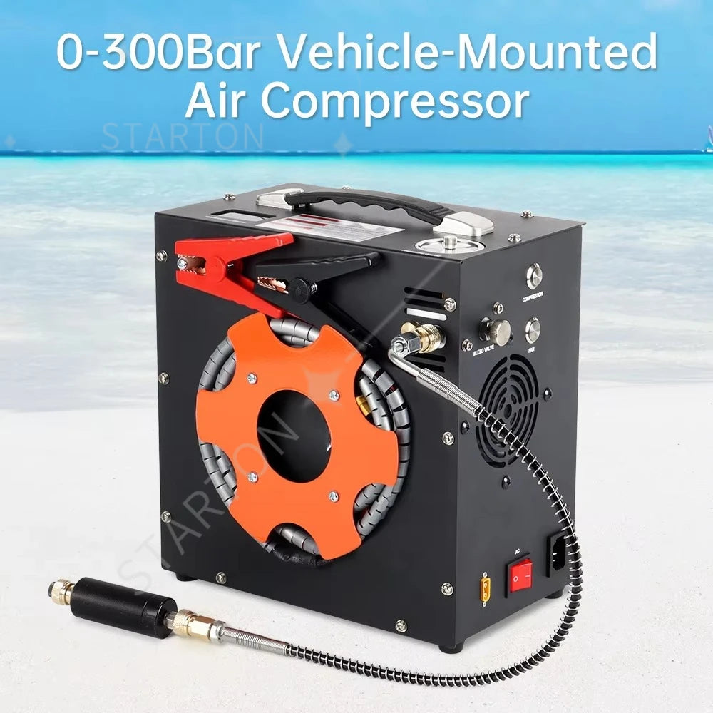 Portable 12V AC 110-220V Oil-Free Air Compressor 300 Bar Car Battery Supply Aluminum Alloy Diving Swim Gear Accessories