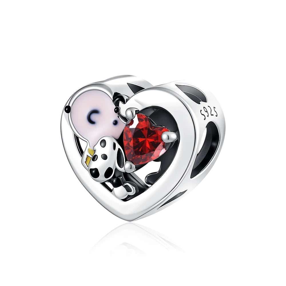 Cartoon 925Silver Balloon Dog, Red House, Watermelon Dog Male and Female Pendant,Fit Bracelet DIY Jewelry for Girls and Children