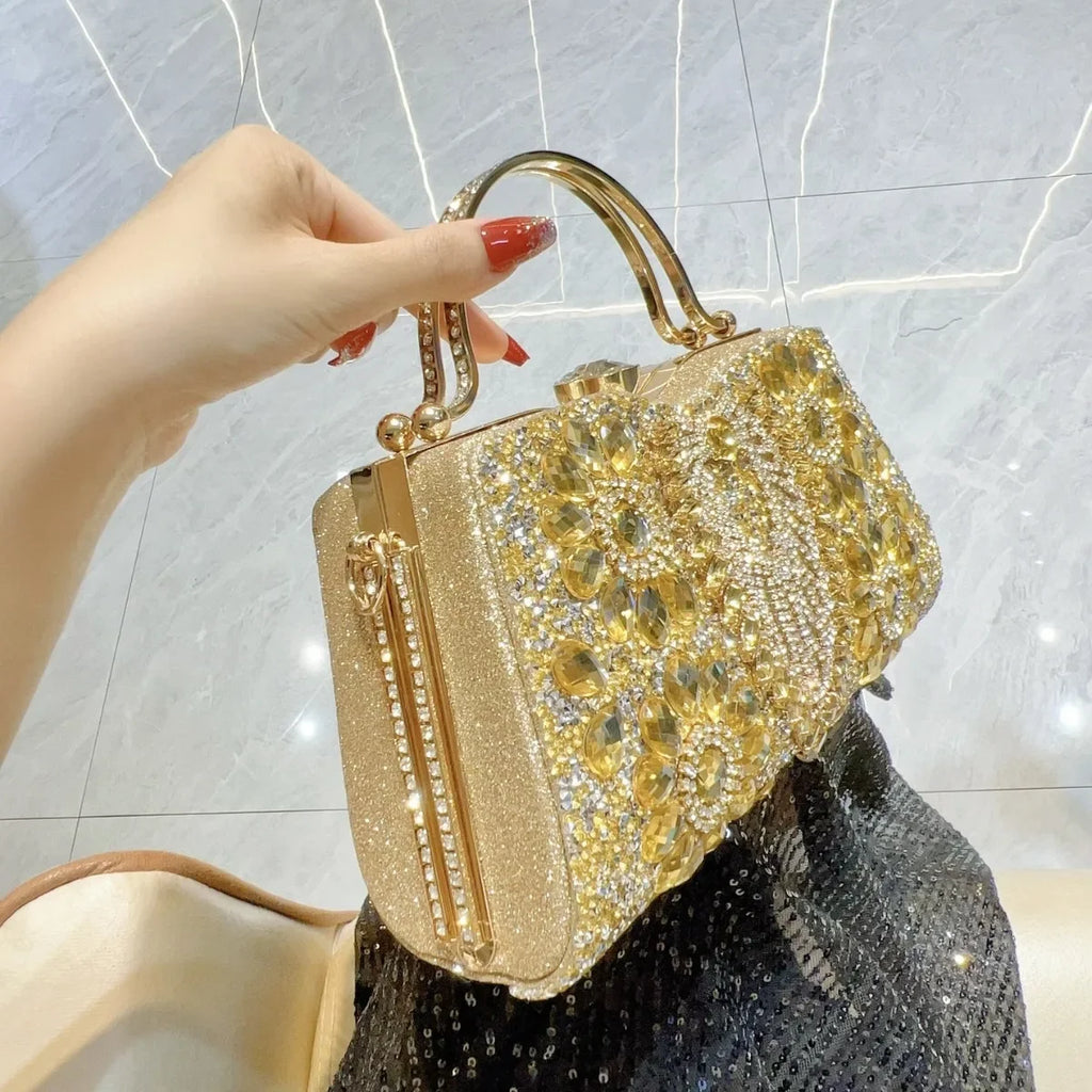 Rhinestone Women Evening Clutch Shiny Dinner Party Handbag Match For Dress Shoulder Crossbody Bag Cosmetic Phone Storage