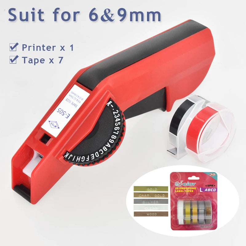 Original Motex E5500 E-505 Manual Label Maker e-5500 Suit For 6/9mm DYMO 3D Embossed Tape Can Replace 1610 12965 1880
