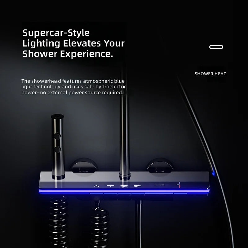 Shower Set, Thermostatic LED Display, Piano Key Pressurized Nozzle, Bathroom Home Decor, Water Saving Faucet System