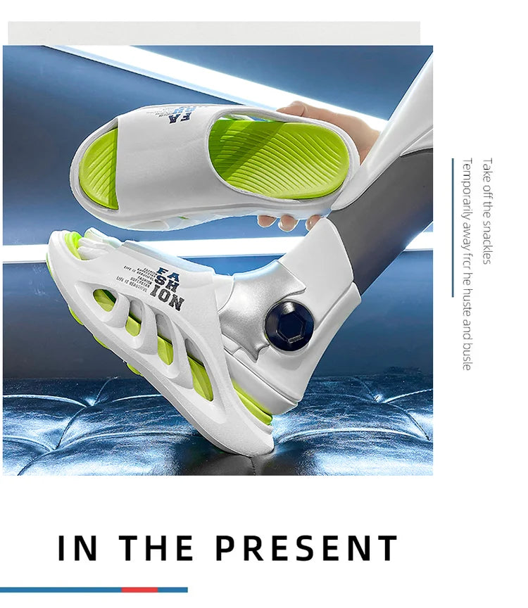 2026 EVA Soft Sole Male Slides New Summer Men's Slippers Breathable Hollow Beach Sandals Light Comfortable Indoor Flip Flop