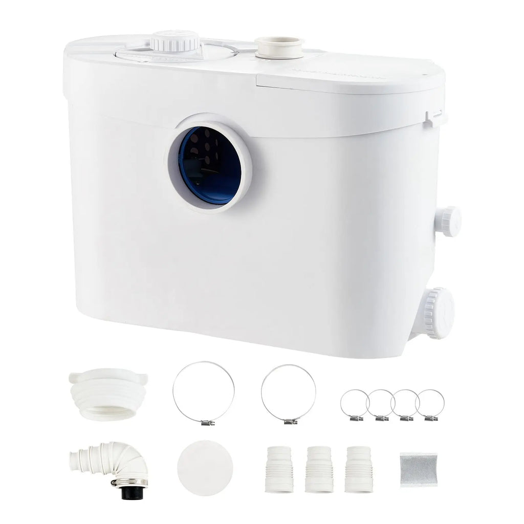 Macerator Pump, 700W, 9600 L/h Flow, 32.8 ft/10 m Head, Macerator Sewerage Sump Pump with 3 Water Inlets for Toilet, Basement, Kitchen, Sink, Shower, Bathtub Waste Water Disposal Upflush Machine