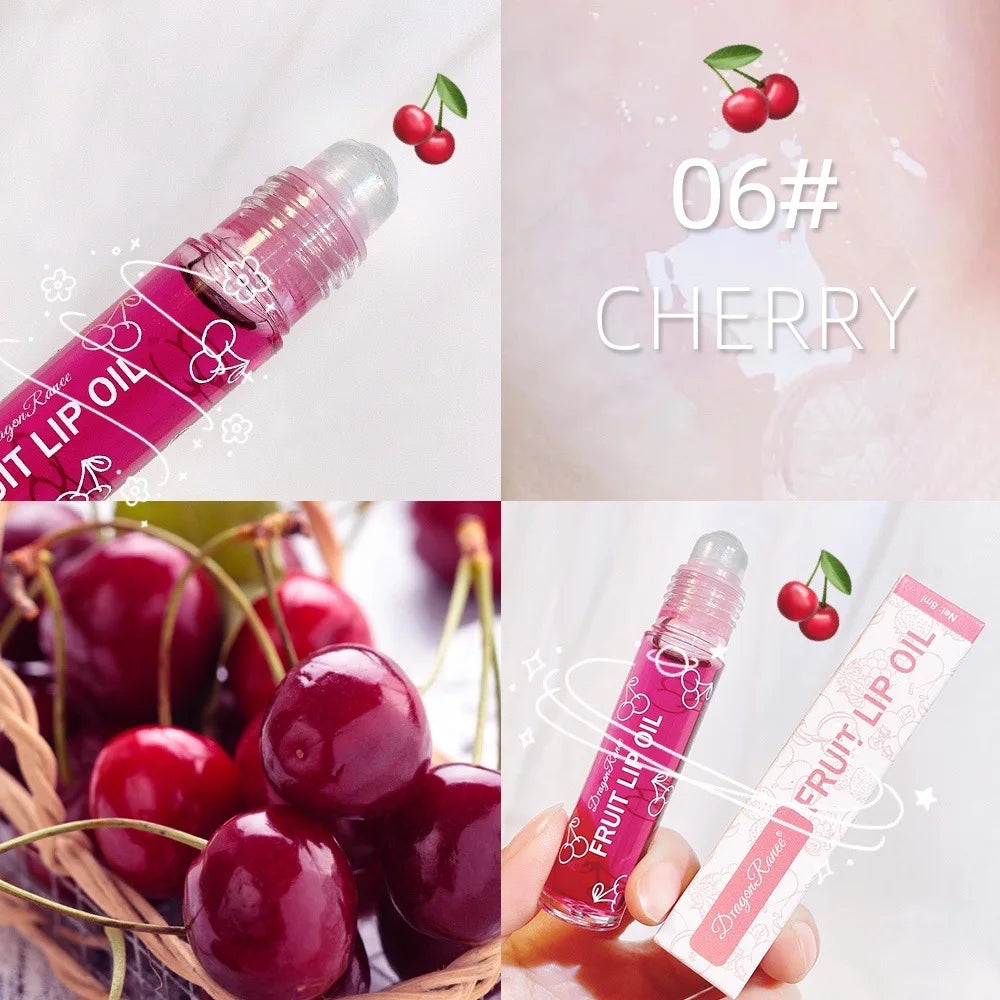 Roll-On Lip Oil Moisturizing Lip Balm Liquid Nourishing Lip Oil Colorless Transparent Fruit Lip Oil New Valentine's Day Gift Lip Balm