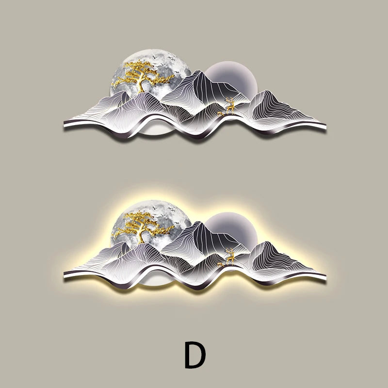 Modern LED Light Luxury Living Room High-grade Atmosphere Landscape Wall Lamp Painting Sofa Background Wall Lamp Painting