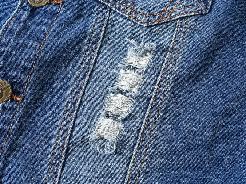 New Fashion Men Ripped Denim Waistcoats Sleeveless Jackets Light Blue Holes Denim Vests Male Cotton Slim Jeans Waistcoats 6XL