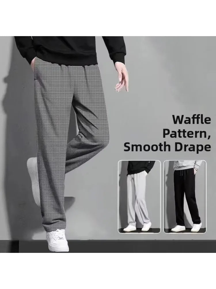 Pant Men 2026 Casual Spring/Autumn Straight-Leg Sweatpants Wide-Leg Elastic Waist Sportswear Pants Men's Clothing