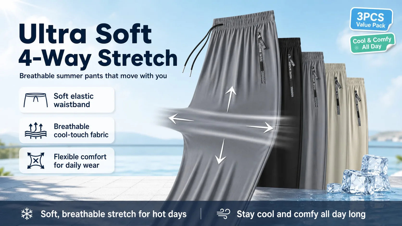 Breathable Plus Size Men's Casual Jogger Pants for Men Tracksuit Trousers Quick Dry Straight Elastic Waist Korean Classic Sport