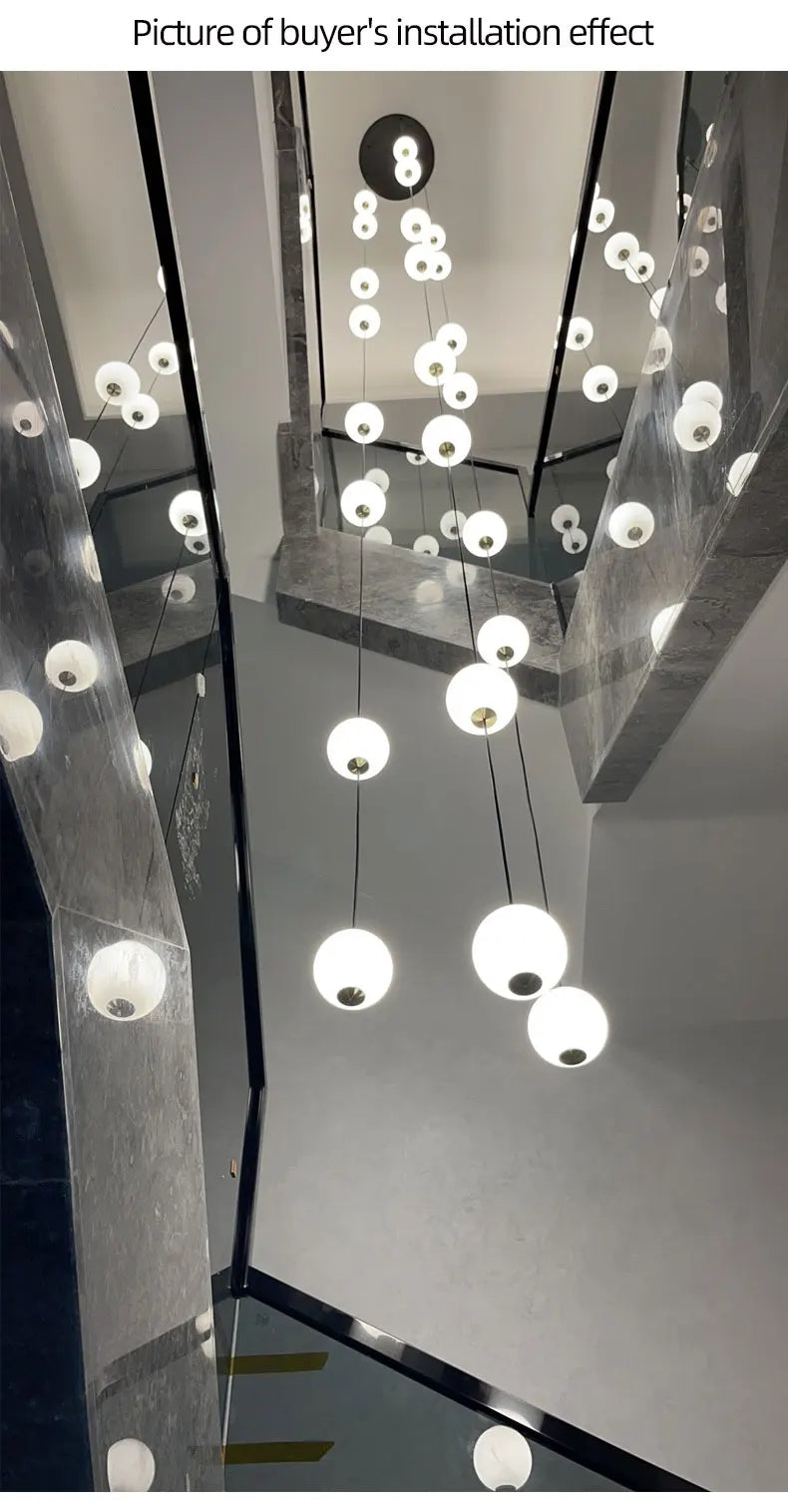 Stairs Modern Chandelier Loft Duplex Living Room Hotel Lobby Long Pendant Nordic Home Decorative Lighting Ball Long Line Pendant