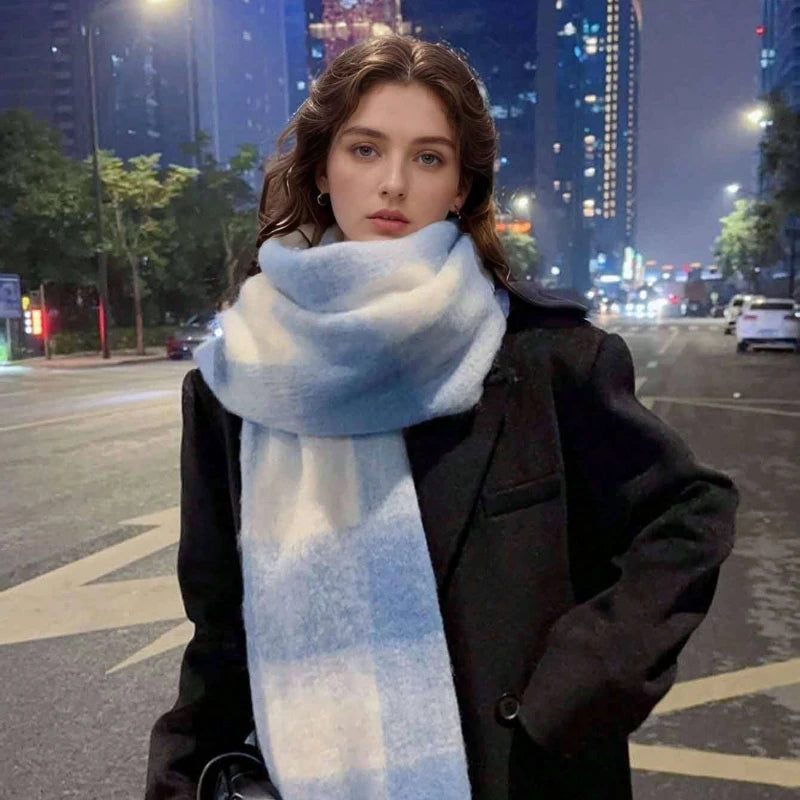 Maillard Womens Reversible Scarf Plaid  Windproof Insulation,personality,Winter Shawl Wrap Oversized Tartan Stripe Fringe Scarve