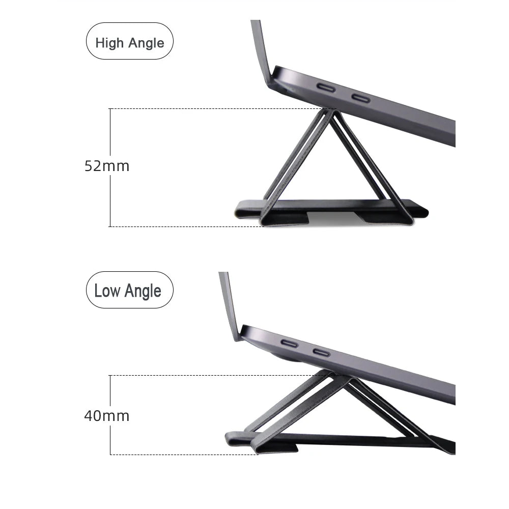 Portable Laptop Holder Desk Folding Desk Support PU Leather Stand Laptop Expansion Cooling Laptop Adjustable Stand Rack Bracket