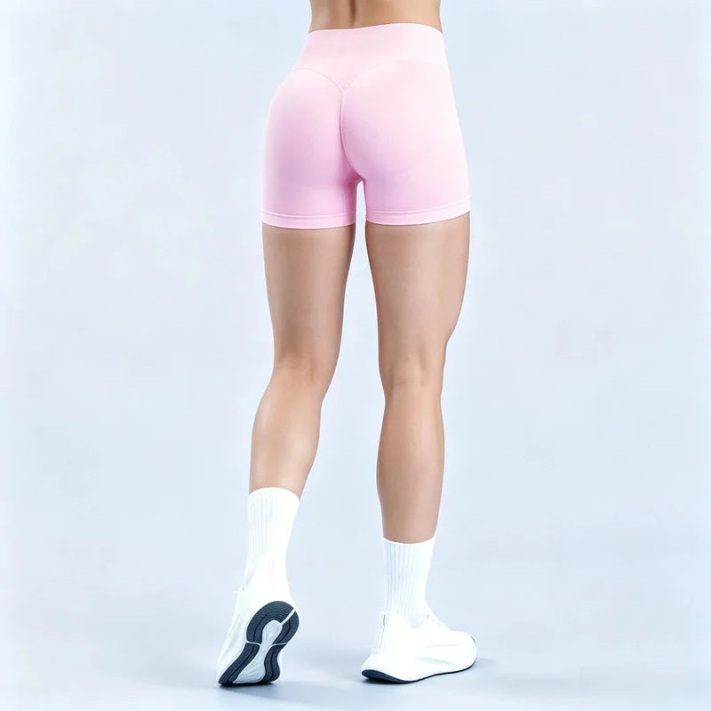 HISTELLO Gym Shorts 4.5" Women Fitness Sports Biker Shorts Low Waist Running Pants Workout Scrunch Butt Yoga Seamless Leggings