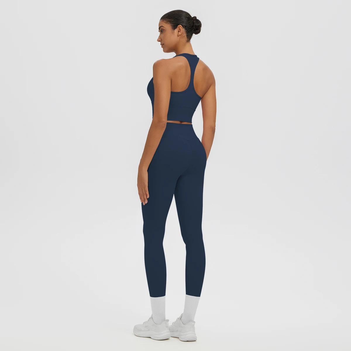 2PCS Women's Sports Pants Yoga Set Sexy Backless I-shaped Vest with Chest Pad Shock-absorbing Running Yoga Tank Top Yoga Pants