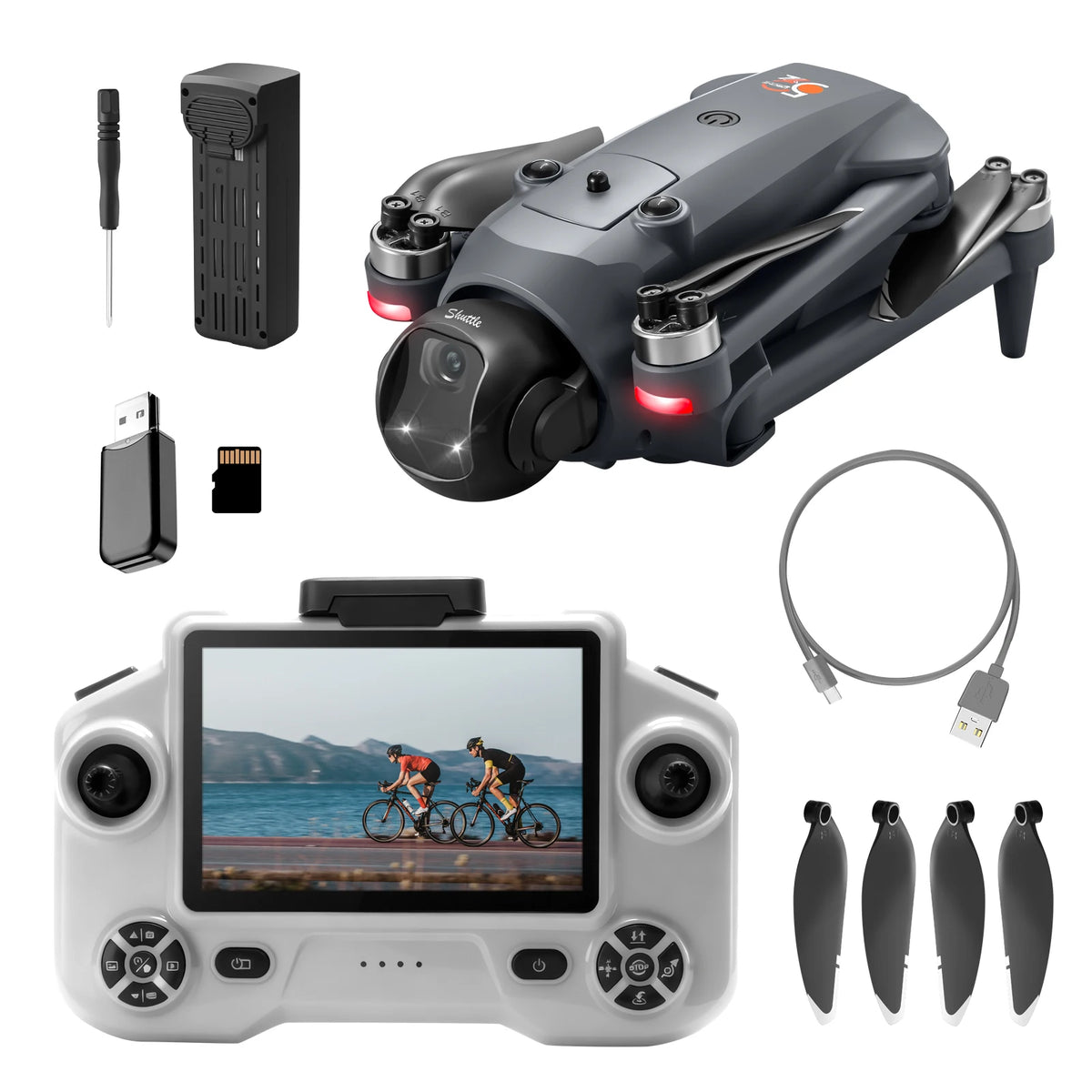 YLRC YL059 RC Drone Airdrop GPS WIFI FPV 180° ESC 4K Dual Camera Smart Follow Obstacle Avoidance Quadcopter 4.5" Screen