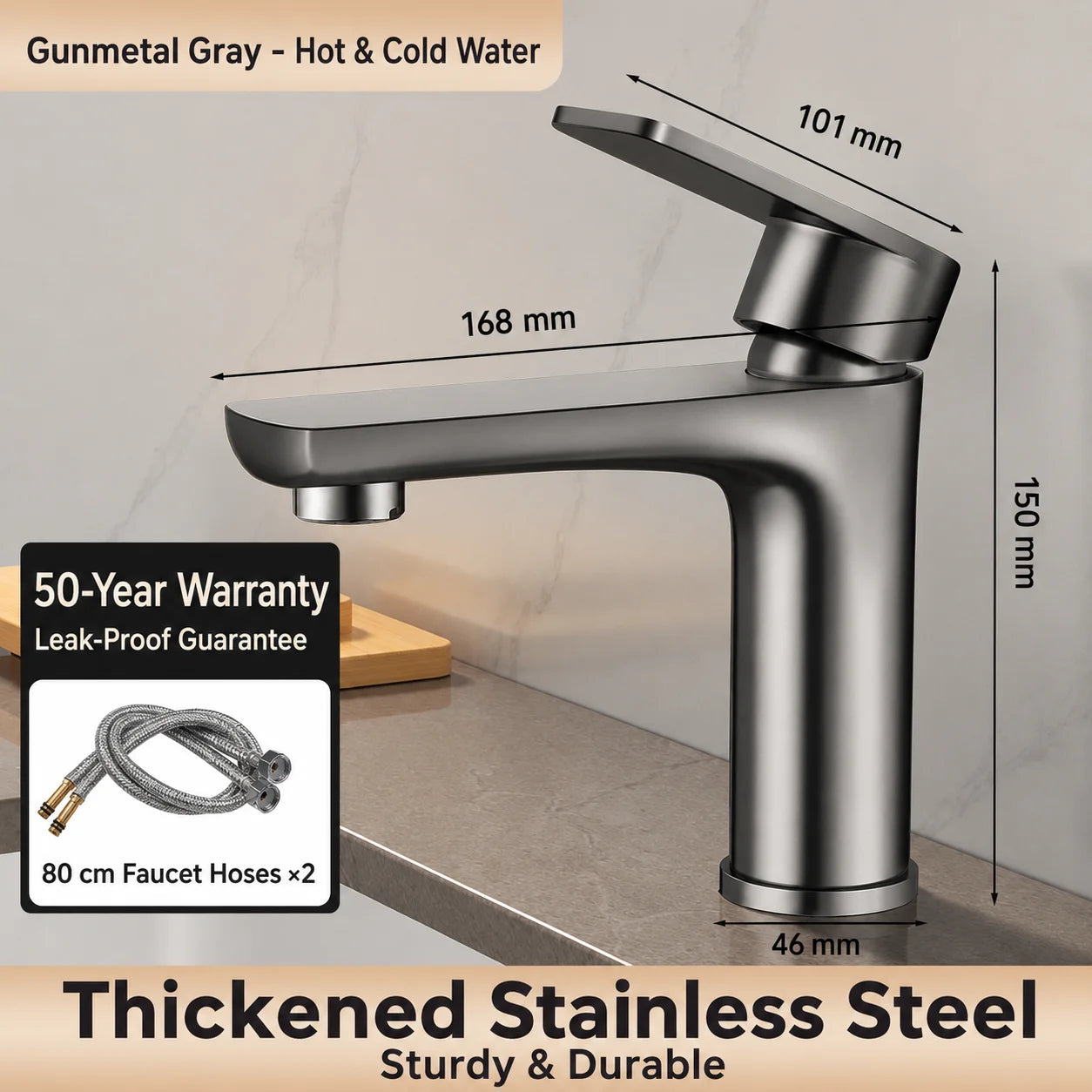 304 Stainless Steel Bathroom Sink Faucet Hot Cold Mixer Tap Single Handle Washbasin Water Faucet for Bathroom Vanity