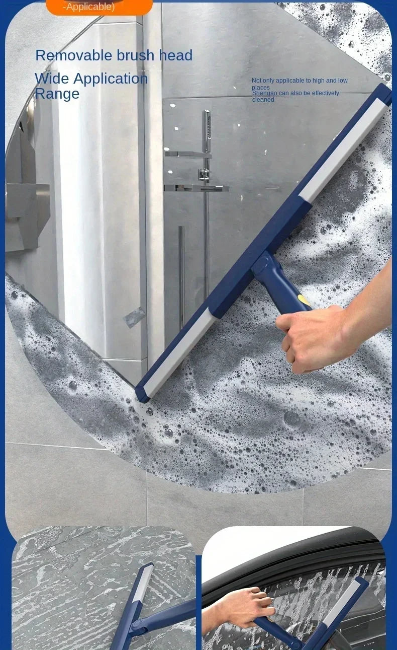 Portable Retractable Scraper Mop for Deep Cleaning Without Leaving Marks Replaceable Rubber Strips for Bathroom Kitchen Etc