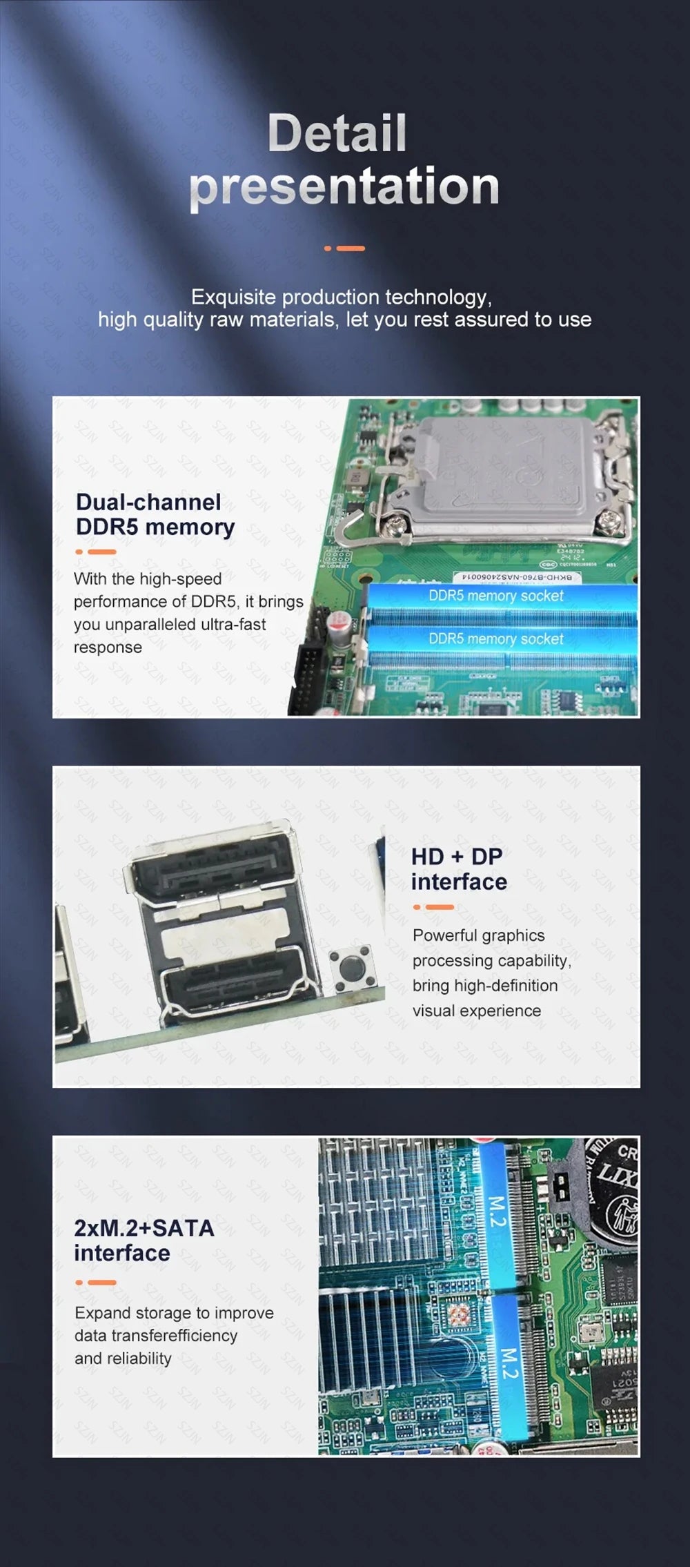 NAS Set Q670 MINI ITX Motherboard CPU Combo vPRO with 12-14th Core DDR5 16-32G 4800MHz Support 2xM.2 NVME 8xSATA3.0 Home Server