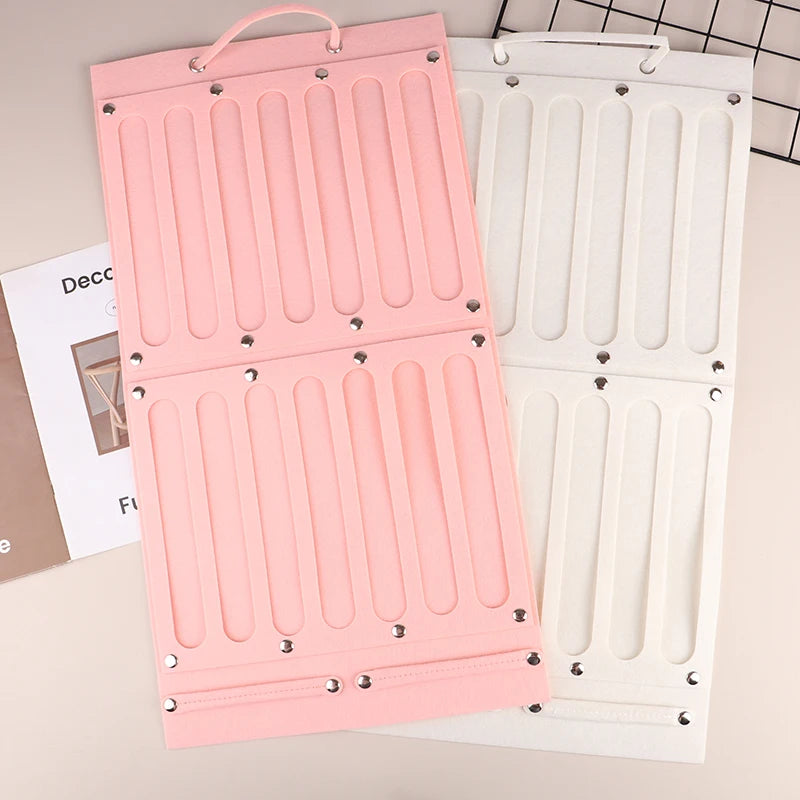 Hanging Hair Claws Clip Storage Pink Organizer For Women Girls Felt Headbands Display Hairpin Sunglasses Accessories Holder Bag