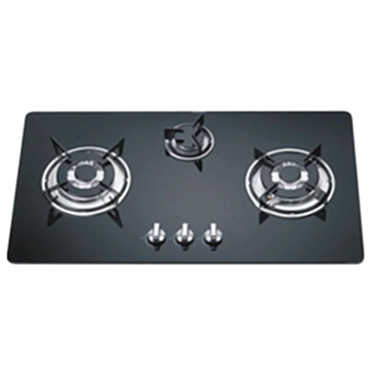 Tempered Glass 3-Burner Built-in Gas Stove With Safety Shut-off And Dual Gas Compatibility