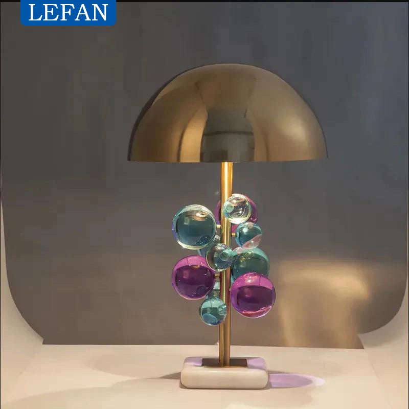 Morden italian designer Table Lamp Creative mushroom lamp Colorful Glass Ball Lamp for Living Room Bedroom Reading Lamp