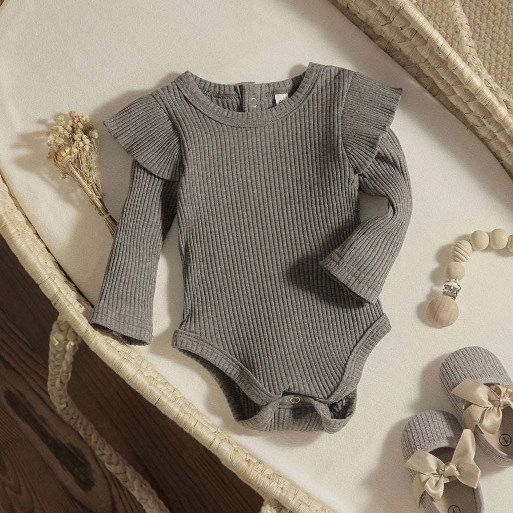 ma&baby 0-24M Spring Fall Newborn Baby Girls Romper Infant Knit Ruffle Jumpsuit Soft Long Sleeve Solid Color  Clothing