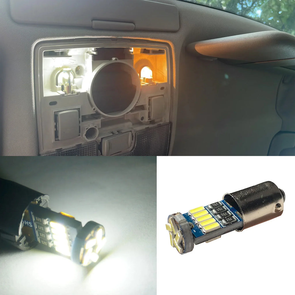 10pcs Ba9s T4W LED Car Light Bulbs White 4014 15-SMD T11 H6W LED Canbus Car Interior Dome Map Light Kit for Audi A4 B6 B7 Sedan