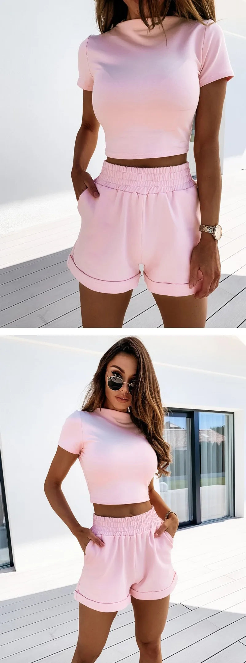 Two Piece Sets for Women 2026 Summer Short Lounge Short Sets Sweatsuit with Pocket Beach Vacation Outfits Sweatsuits Tracksuit
