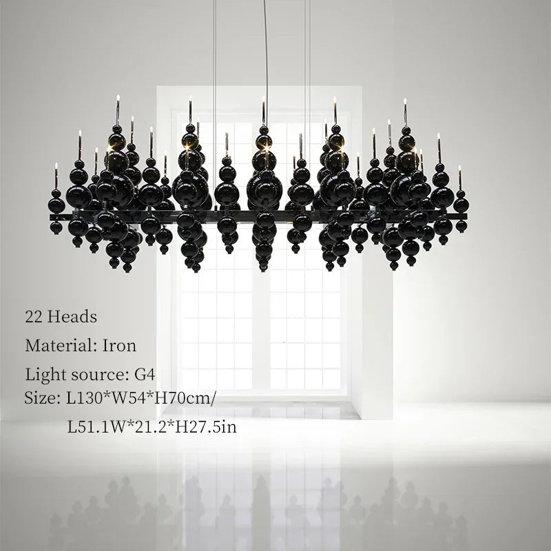 Luxury Living Room Black Chandelier Designer Tears From Moon Chandelier For Ceiling Restaurant Large Dining Table Hanging Lamp